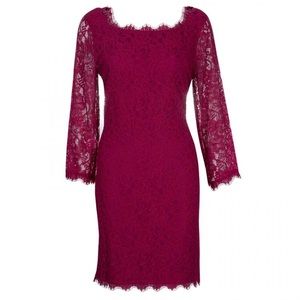 DIANE VON FURSTENBURG Zarita Burgundy Lace Dress